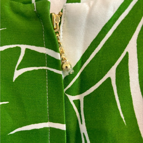 Kate Spade Green and White Palm Leaf Fit and Flare Dress Size 4 - Picture 7 of 8